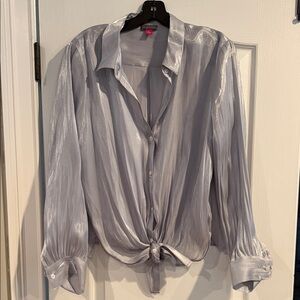 Vince Camuto Shiny Gray Blouse